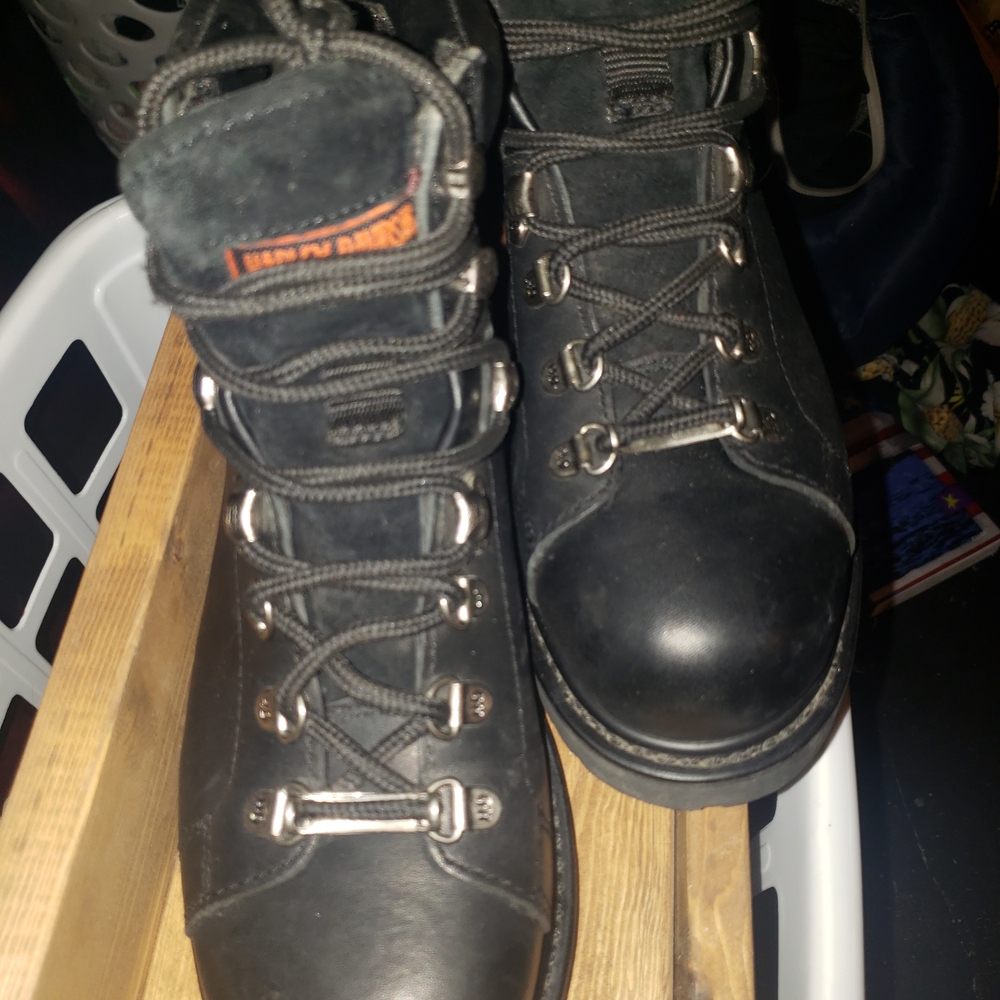 Harley-Davidson Black Moto Boots with Silver Accents